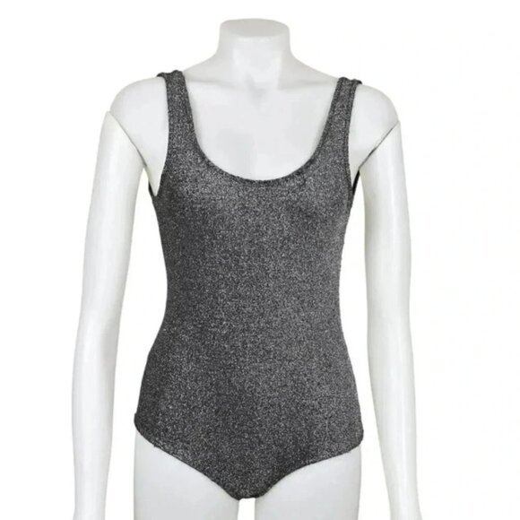 Zara Tops - Zara Silver Bodysuit Sparkly Metallic Size Medium